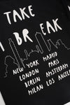 Meisjes Kasis T-shirt Take a Break print at back van NoBell in de kleur Jet Black in maat 170-176.