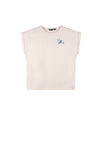 Meisjes Kasis T-shirt Take a Break print at back van NoBell in de kleur Pearled Ivory in maat 170-176.