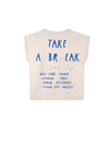 Meisjes Kasis T-shirt Take a Break print at back van NoBell in de kleur Pearled Ivory in maat 170-176.