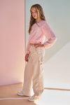 Meisjes Suca Stretch Twill Carpenter Pants van NoBell in de kleur Pearled Ivory in maat 170-176.