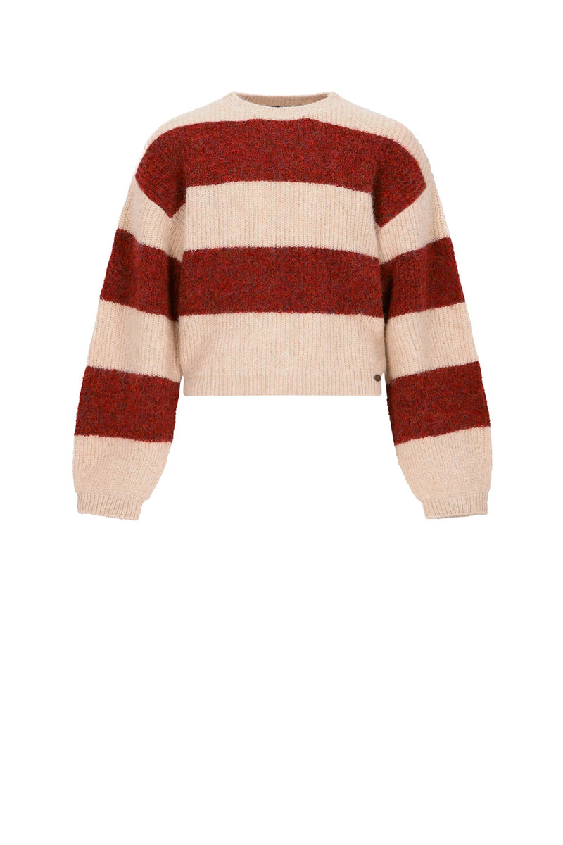 Meisjes Kate Colorblock Knitted Sweater van NoBell in de kleur Ruby Red in maat 170-176.