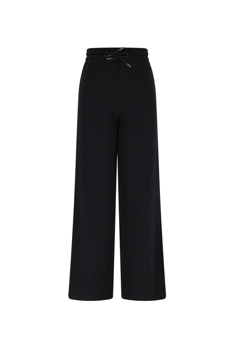 Meisjes Sally Melange Rib Wide Leg Pants van NoBell in de kleur Jet Black in maat 176.
