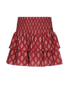 Meisjes Nika Smocked layered skirt van NoBell in de kleur Ruby Red in maat 170-176.