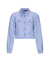 Meisjes Tikky Striped cropped blouse van NoBell in de kleur Bright Sky in maat 170-176.