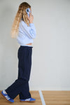 Meisjes Tikky Striped cropped blouse van NoBell in de kleur Bright Sky in maat 170-176.