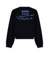 Meisjes Kaila Furry Sweat with contrast cuffs van NoBell in de kleur Navy Blazer in maat 170-176.