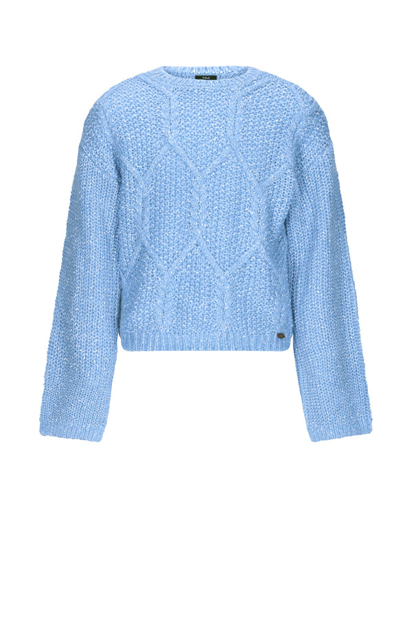 Meisjes Katy Nebs Yarn Knitted Cable sweater van NoBell in de kleur Bright Sky in maat 170-176.