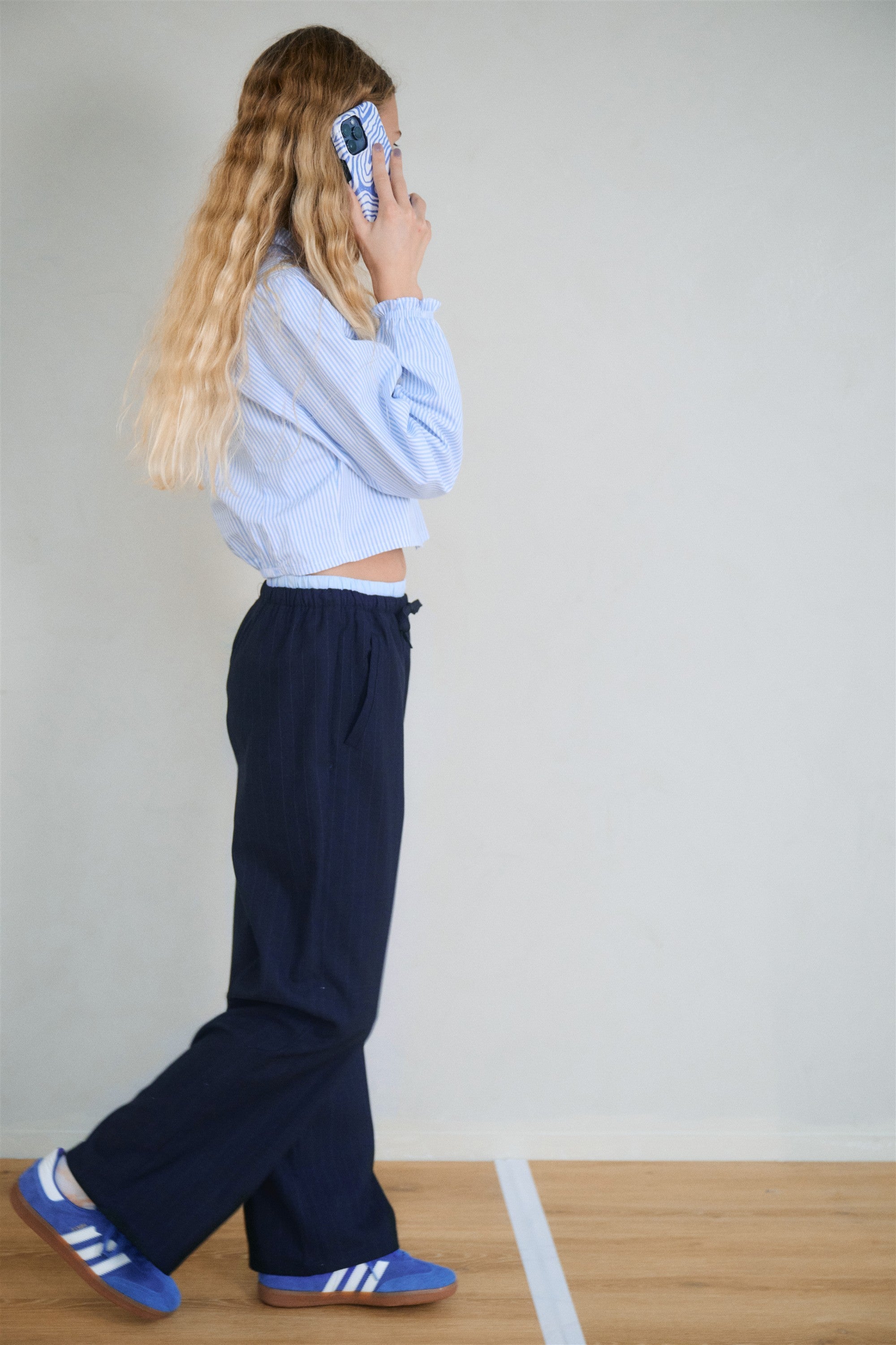 Meisjes Sub Wide Leg Pinstripe Pants van NoBell in de kleur Navy Blazer in maat 176.
