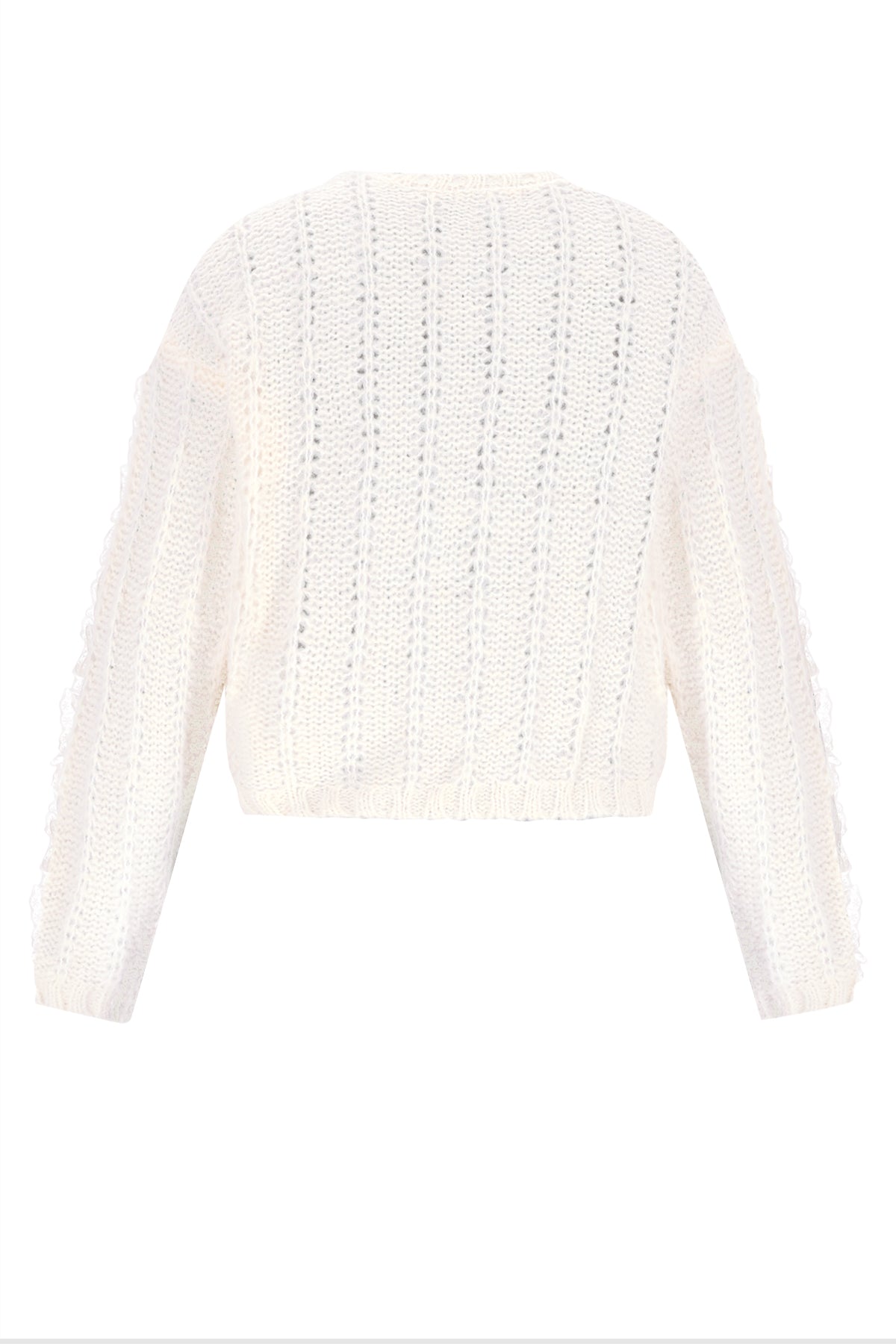 Meisjes Katy Knitted Sweater with Lace detail van NoBell in de kleur Pearled Ivory in maat 170-176.