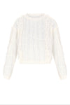Meisjes Katy Knitted Sweater with Lace detail van NoBell in de kleur Pearled Ivory in maat 170-176.