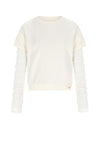 Meisjes Kase Sweat Top with contrast Jersey sleeves van NoBell in de kleur Pearled Ivory in maat 170-176.