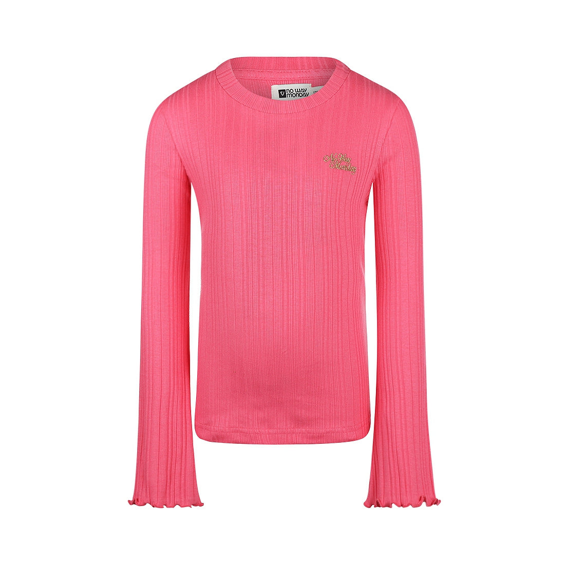 Meisjes T-shirt ls van No Way Monday in de kleur Fuchsia in maat 164.