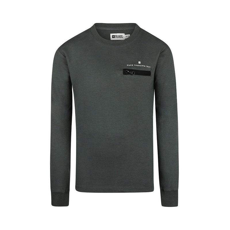 Jongens T-shirt ls van No Way Monday in de kleur Army green in maat 164.