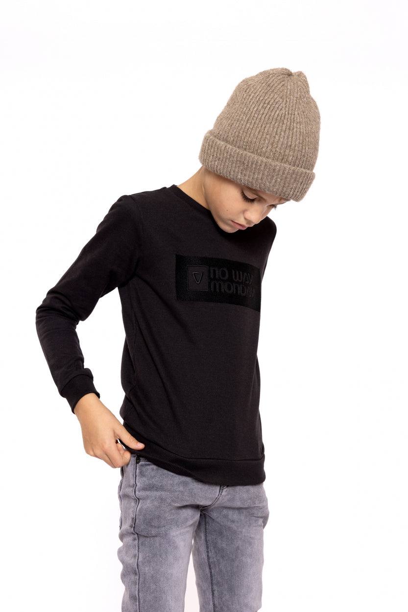 Jongens Sweater with crewneck van No Way Monday in de kleur Black in maat 164.