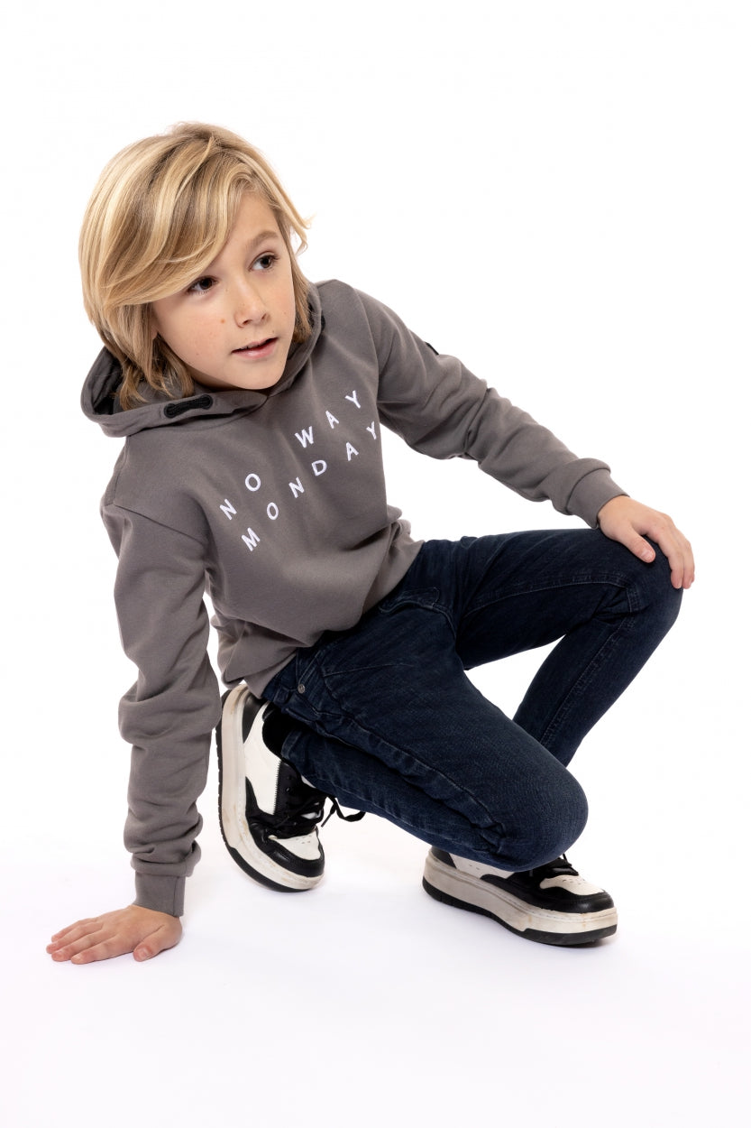 Jongens Sweater with hood van  in de kleur Mid Grey in maat 164.