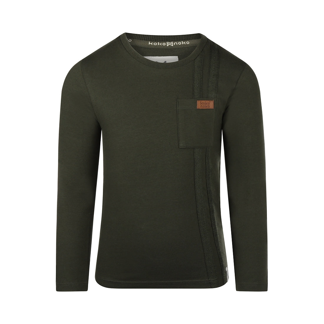 Jongens T-shirt ls van Koko Noko in de kleur Dark green in maat 128.