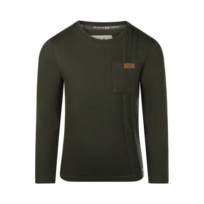 Jongens T-shirt ls van Koko Noko in de kleur Dark green in maat 128.