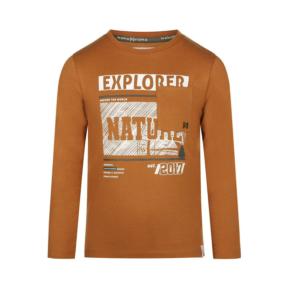 Jongens T-shirt ls van Koko Noko in de kleur Brown in maat 128.