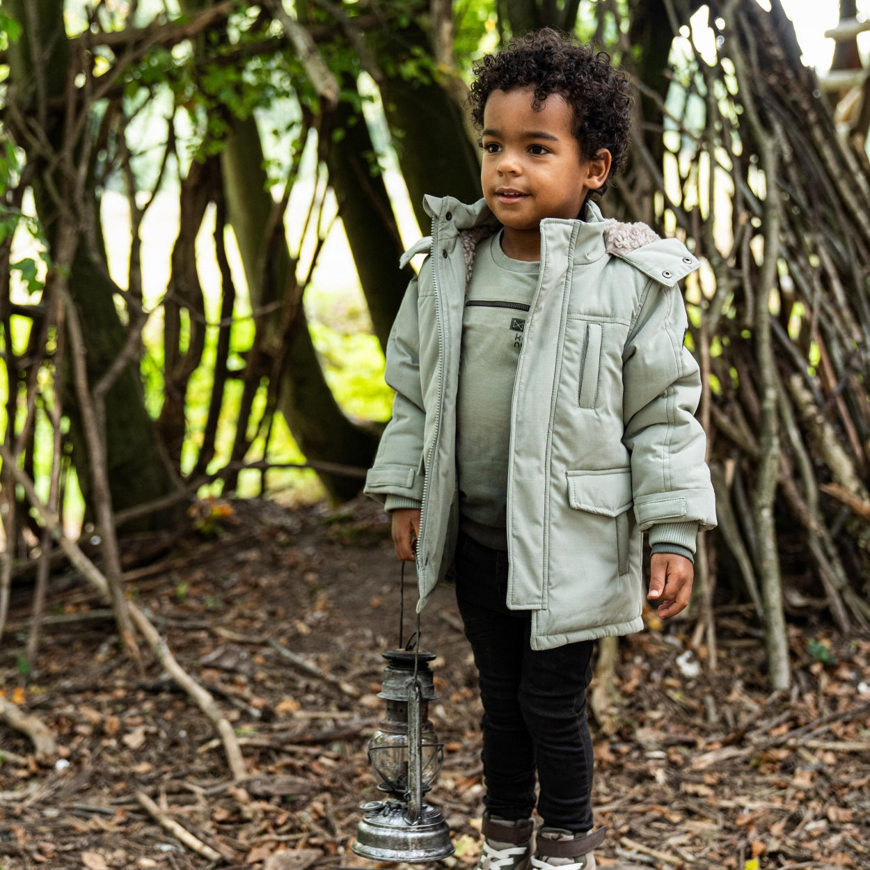 Jongens Sweater with crewneck van Koko Noko in de kleur Faded green in maat 128.