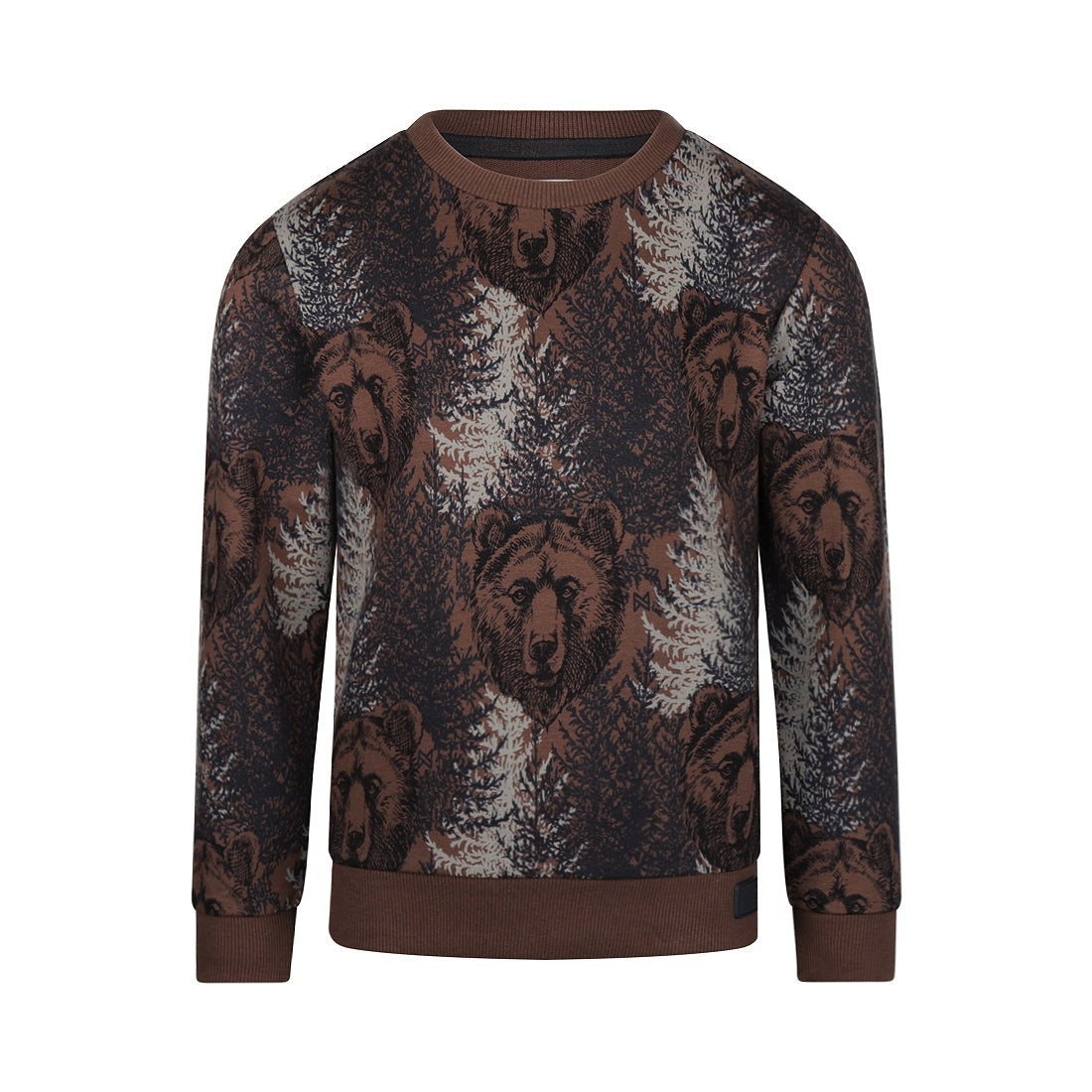 Jongens Sweater with crewneck van Koko Noko in de kleur  Dark brown in maat 128.