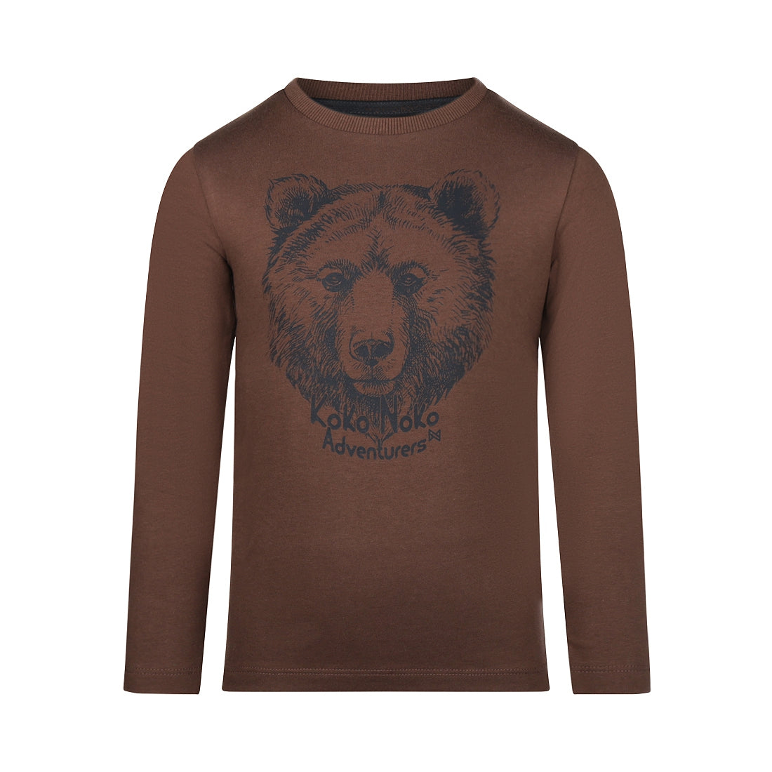 Jongens T-shirt ls van Koko Noko in de kleur  Dark brown in maat 128.