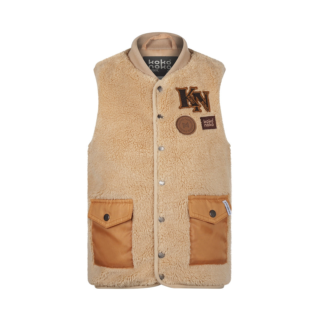 Jongens Waistcoat van Koko Noko in de kleur Sand in maat 128.