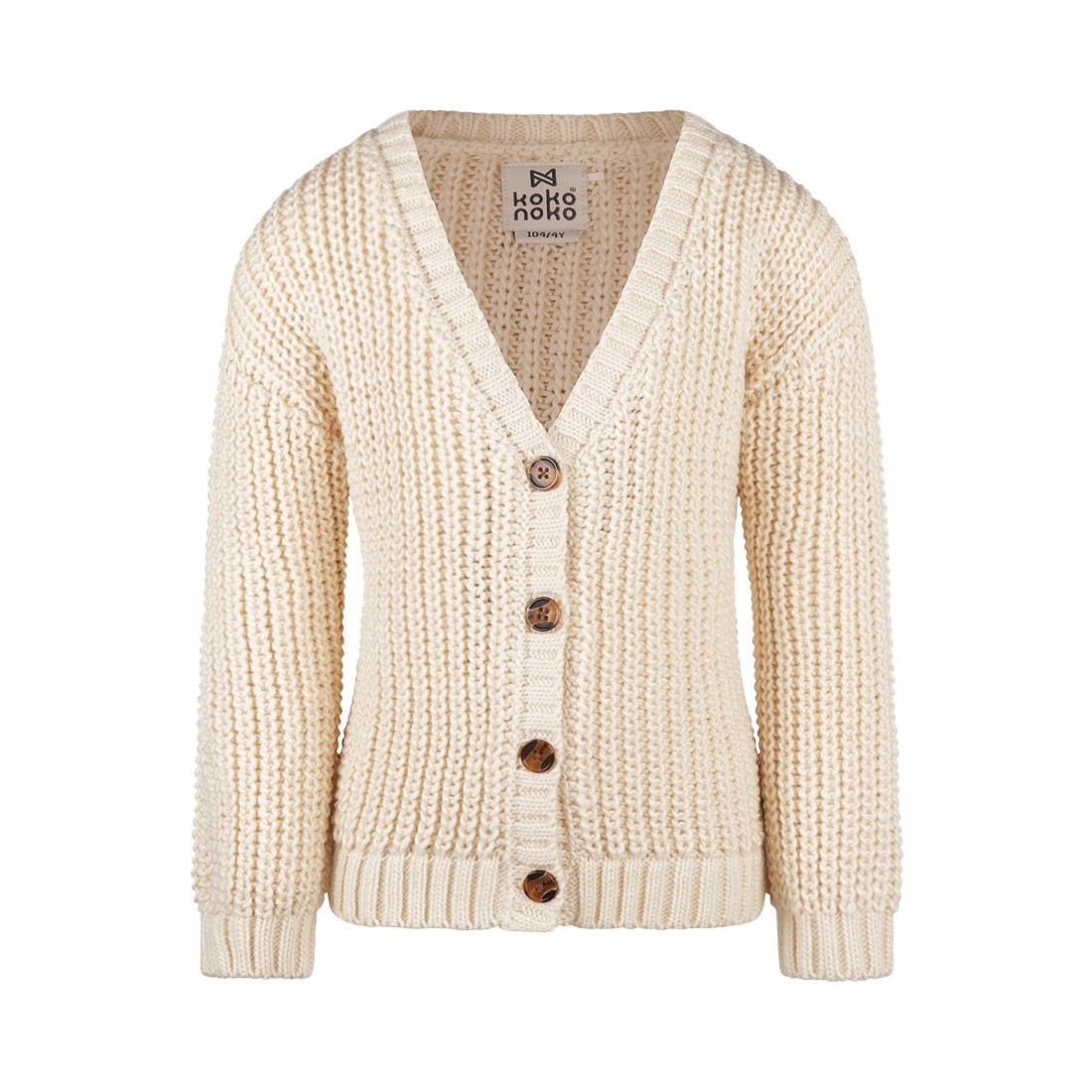 Meisjes Cardigan van Koko Noko in de kleur  Off white in maat 128.