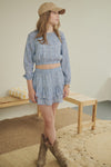 Meisjes Timra Cropped Blouse L/SL van Girls Teens in de kleur Azure Blue in maat 170-176.