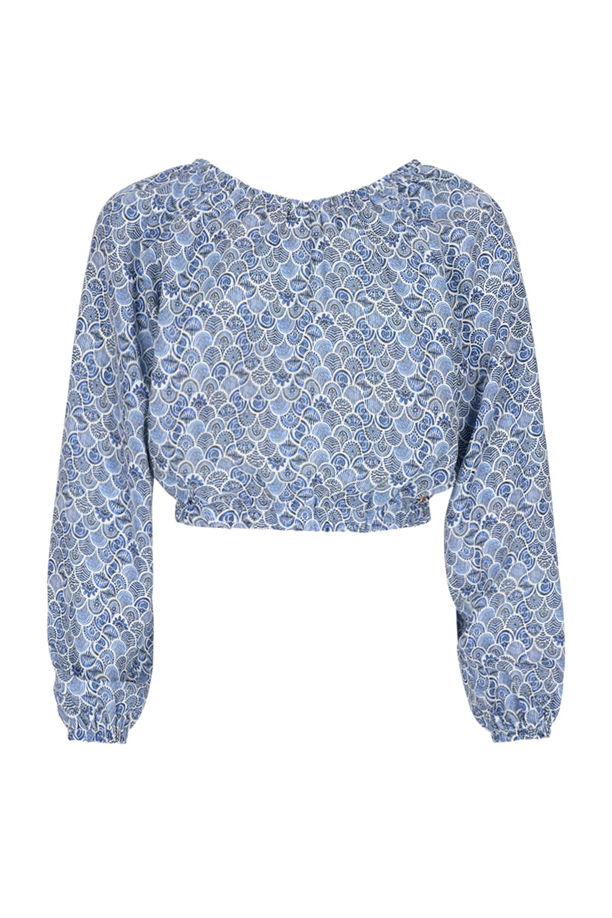 Meisjes Timra Cropped Blouse L/SL van Girls Teens in de kleur Azure Blue in maat 170-176.