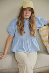 Meisjes Tiggs Sttiped Blouse puff sleeve van Girls Teens in de kleur Azure Blue in maat 170-176.