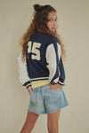 Meisjes Darsy Oversized Varsity Jacket van Girls Teens in de kleur Navy Blazer in maat 170-176.