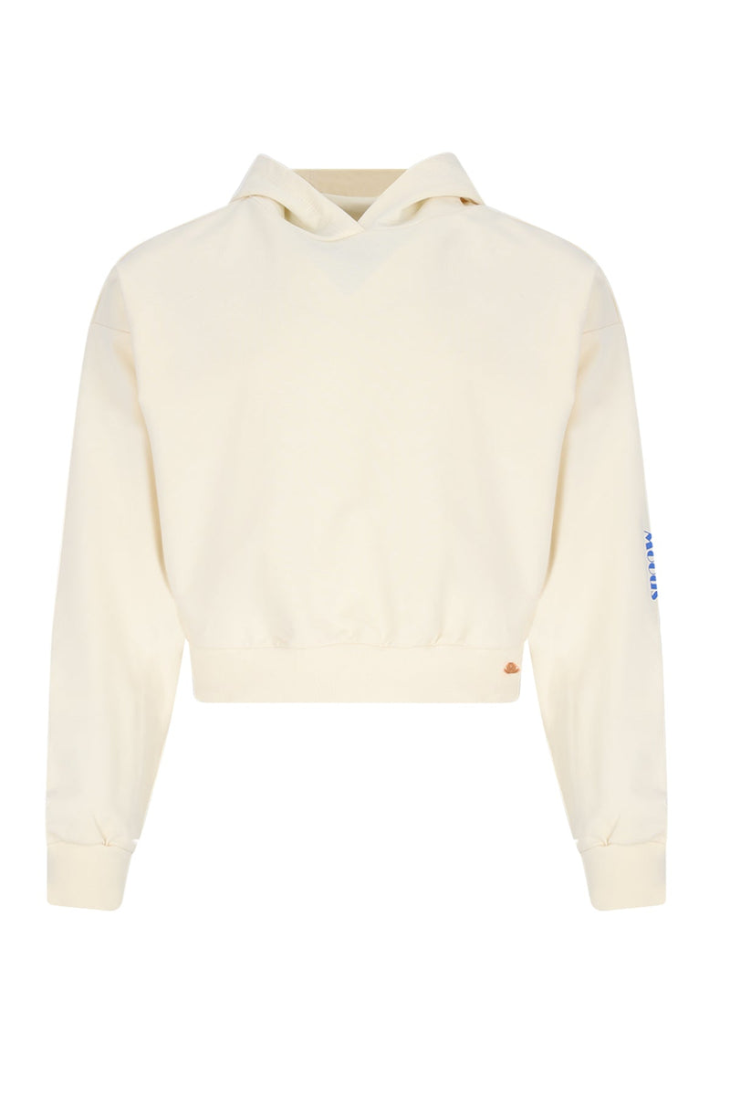 Meisjes Kumy Hooded Sweater with big Puff Back Print van Girls Teens in de kleur Pearled Ivory in maat 170-176.