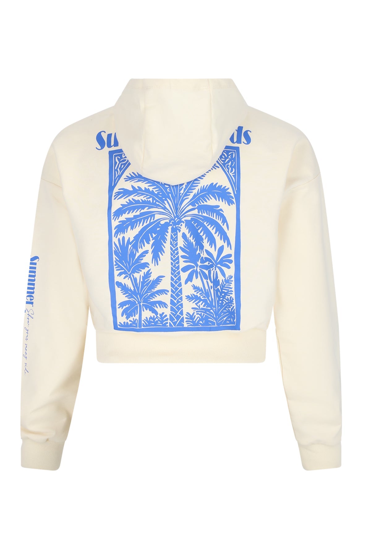 Meisjes Kumy Hooded Sweater with big Puff Back Print van Girls Teens in de kleur Pearled Ivory in maat 170-176.