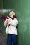 Meisjes Badeau Roomy Hooded Winterjacket van NoBell in de kleur Pearled Ivory in maat 170-176.