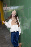 Meisjes Badeau Roomy Hooded Winterjacket van NoBell in de kleur Pearled Ivory in maat 170-176.