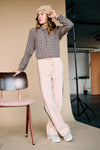 Meisjes Tikky Pepita Check Blouse van NoBell in de kleur Jet Black in maat 170-176.