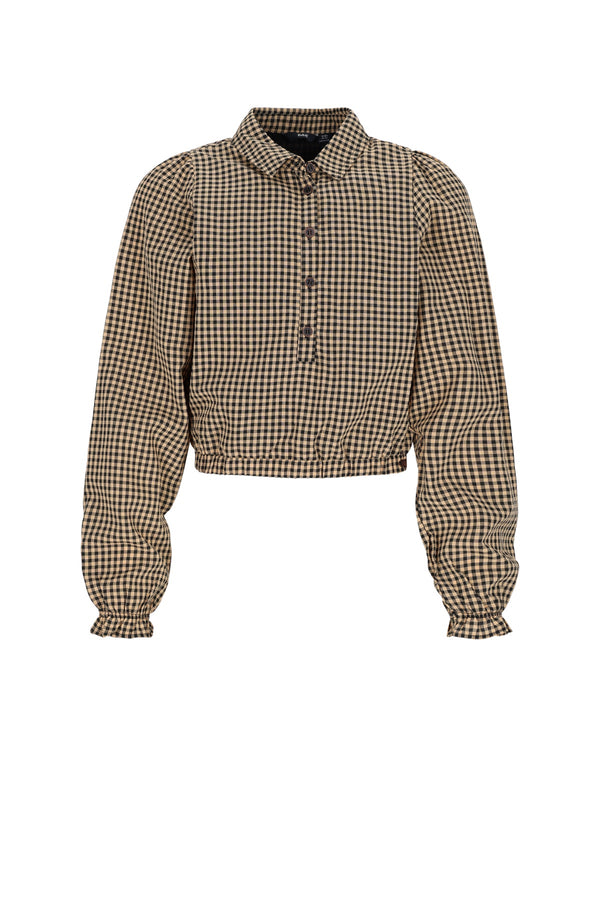 Meisjes Tikky Pepita Check Blouse van NoBell in de kleur Jet Black in maat 170-176.