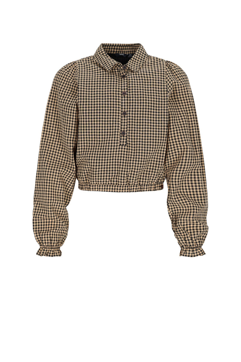 Meisjes Tikky Pepita Check Blouse van NoBell in de kleur Jet Black in maat 170-176.