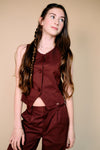 Meisjes Tops Twill Gilet van NoBell in de kleur Dark Chestnut Brown in maat 170-176.