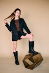 Meisjes Daze Twill Blazer with fancy back van NoBell in de kleur Jet Black in maat 170-176.