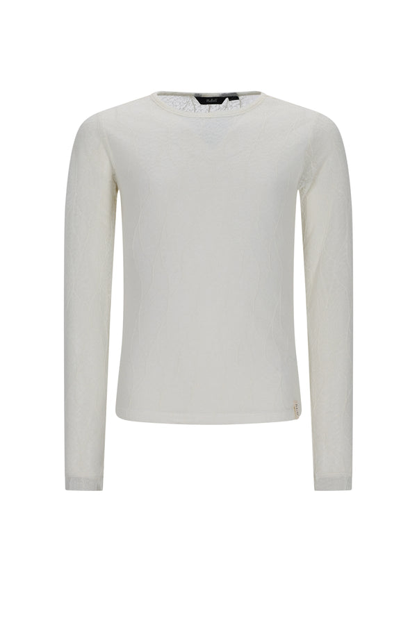 Meisjes Kaya Mesh Top van NoBell in de kleur Pearled Ivory in maat 170-176.