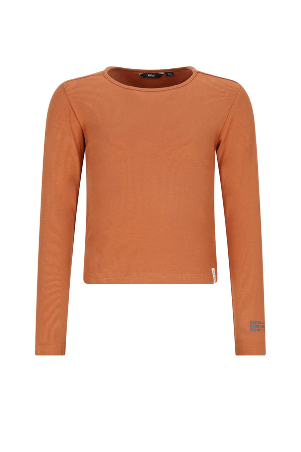 Meisjes Kuan RibJersey Tshirt van NoBell in de kleur Cinnamon in maat 170-176.