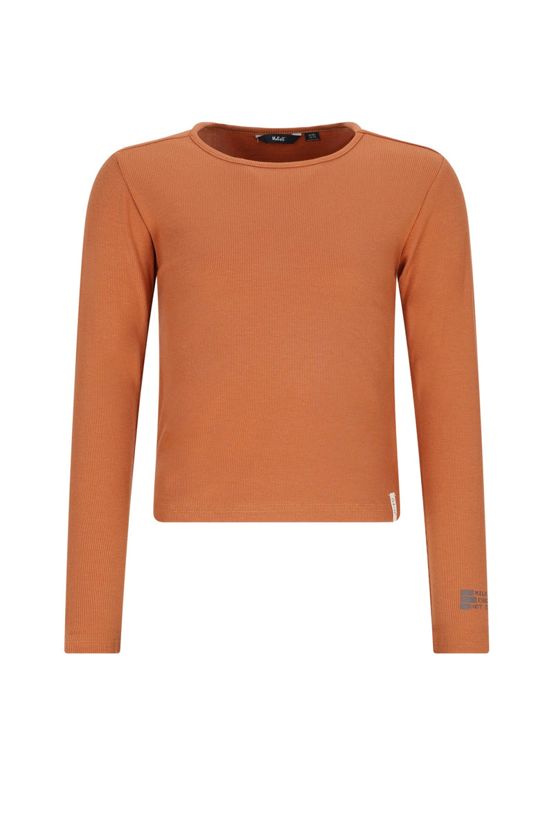 Meisjes Kuan RibJersey Tshirt van NoBell in de kleur Cinnamon in maat 170-176.