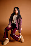 Meisjes Sylvie Travellers Interlock Pants Wide Leg with contrast sideseam van NoBell in de kleur Dark Bordeaux in maat 176.