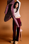 Meisjes Sylvie Travellers Interlock Pants Wide Leg with contrast sideseam van NoBell in de kleur Dark Bordeaux in maat 176.