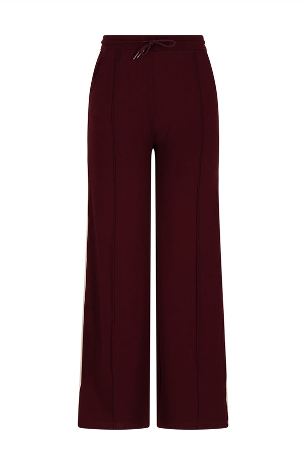 Meisjes Sylvie Travellers Interlock Pants Wide Leg with contrast sideseam van NoBell in de kleur Dark Bordeaux in maat 176.