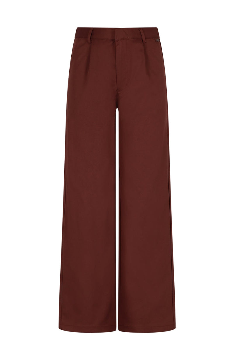 Meisjes Sacha Woven Pleated Pantalon van NoBell in de kleur Dark Chestnut Brown in maat 176.