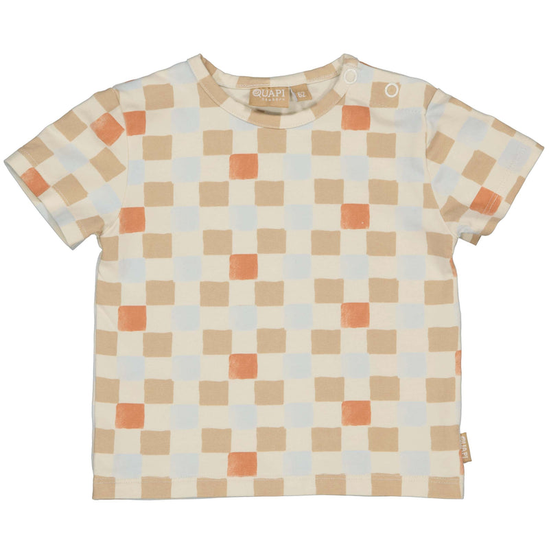 Jongens SHIRT GAEL van Quapi Newborn in de kleur AOP Sand Graphic in maat 74.