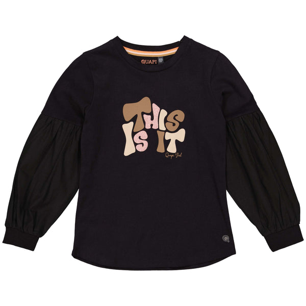 Meisjes Longsleeve AIMEEQW231 van Quapi in de kleur Black in maat 134-140.