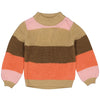 Meisjes Pullover AMELIEQW231 van Quapi in de kleur AOP Coral Fushion Stripe in maat 134-140.